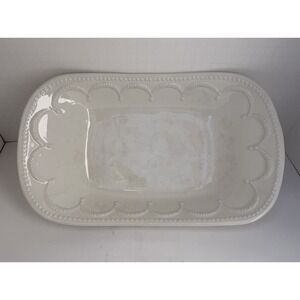 Italian Stoneware Serving Dish Rectangular Cream Crackle Glaze Farmhouse